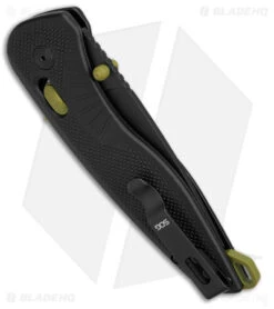 SOG Aegis AT Spring Assisted Tanto Knife Rescue Black (3.1" Black) -SOG Sales Store SOG Aegis AT Spring Assisted Tanto Knife Rescue Black 3in Black BHQ 176440 td side