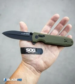 SOG Pentagon XR Lock Knife OD Green G-10 (3.5" Black) 15 SOG Pentagon XR Lock Knife OD Green G-10 (3.5" Black) -SOG Sales Store SOG Bandaid Pack SOG Bandaids FREE BHQ 12947 kp in hand web
