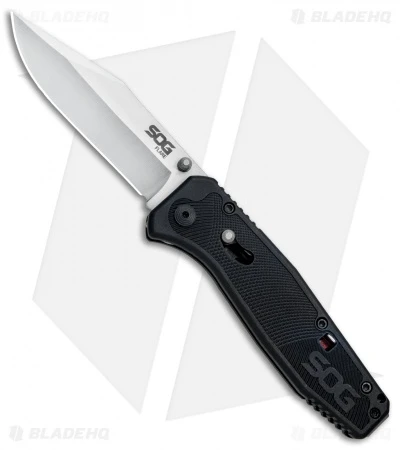 SOG Flare Clip Point Assisted Opening Knife (3.5" Satin) FLA1001-CP 2 SOG Flare Clip Point Assisted Opening Knife (3.5" Satin) FLA1001-CP