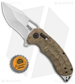 SOG KIKU XR XR-Lock Knife Natural Linen Micarta (3" Satin) -SOG Sales Store SOG Kiku XR Natural Linen Micarta Satin BHQ 99486 jr bottlecap