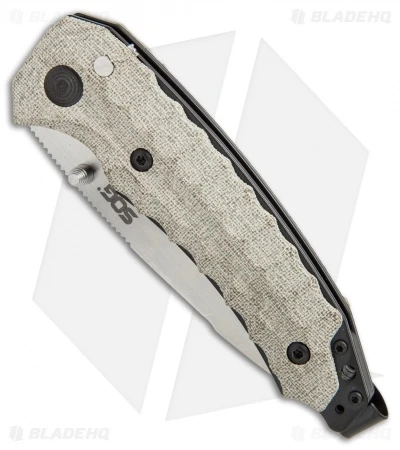 SOG Kiku Spring Assisted Knife Linen Micarta (3.5" Satin) KU-3001 4 SOG Kiku Spring Assisted Knife Linen Micarta (3.5" Satin) KU-3001 - Image 2