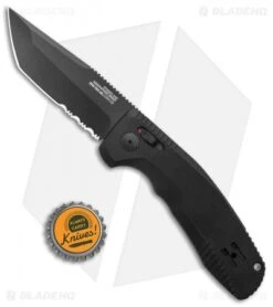 SOG Knives SOG-TAC AU Tanto Automatic Knife Black Aluminum (3.4" Black Serr) 9 SOG Knives SOG-TAC AU Tanto Automatic Knife Black Aluminum (3.4" Black Serr) -SOG Sales Store SOG Knives SOG TAC AU Auto Tanto Black Black Serr BHQ 119261 jr bottlecap
