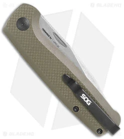 SOG Terminus Slip Joint Knife OD Green G-10 (2.9" Stonewash CRYO D2) -SOG Sales Store SOG Terminus SJ OD Green G 10 SW BHQ 142685 jr side