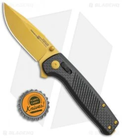 SOG Terminus XR LTE Knife Carbon Fiber (3" Gold) TM1033-BX -SOG Sales Store SOG Terminus XR LTE Lock CF Gold TM1033 BX BHQ 116852 jr bottlecap