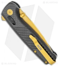 SOG Terminus XR LTE Knife Carbon Fiber (3" Gold) TM1033-BX -SOG Sales Store SOG Terminus XR LTE Lock CF Gold TM1033 BX BHQ 116852 jr side