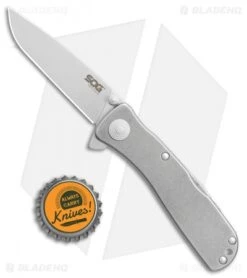 SOG Twitch II LT Assisted Opening Knife Stonewash (2.6" Satin) TWI-18 -SOG Sales Store SOG Twitch II LT SW Satin TWI 18BX BHQ 77262 jr bottlecap 2