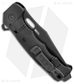 SOG Seal XR Flipper XR-Lock Knife Black Nylon (3.9" Black Serrated) 8 SOG Seal XR Flipper XR-Lock Knife Black Nylon (3.9" Black Serrated) -SOG Sales Store Sog Seal XR Flipper Black FRN Black Serr BHQ 136182 jr side